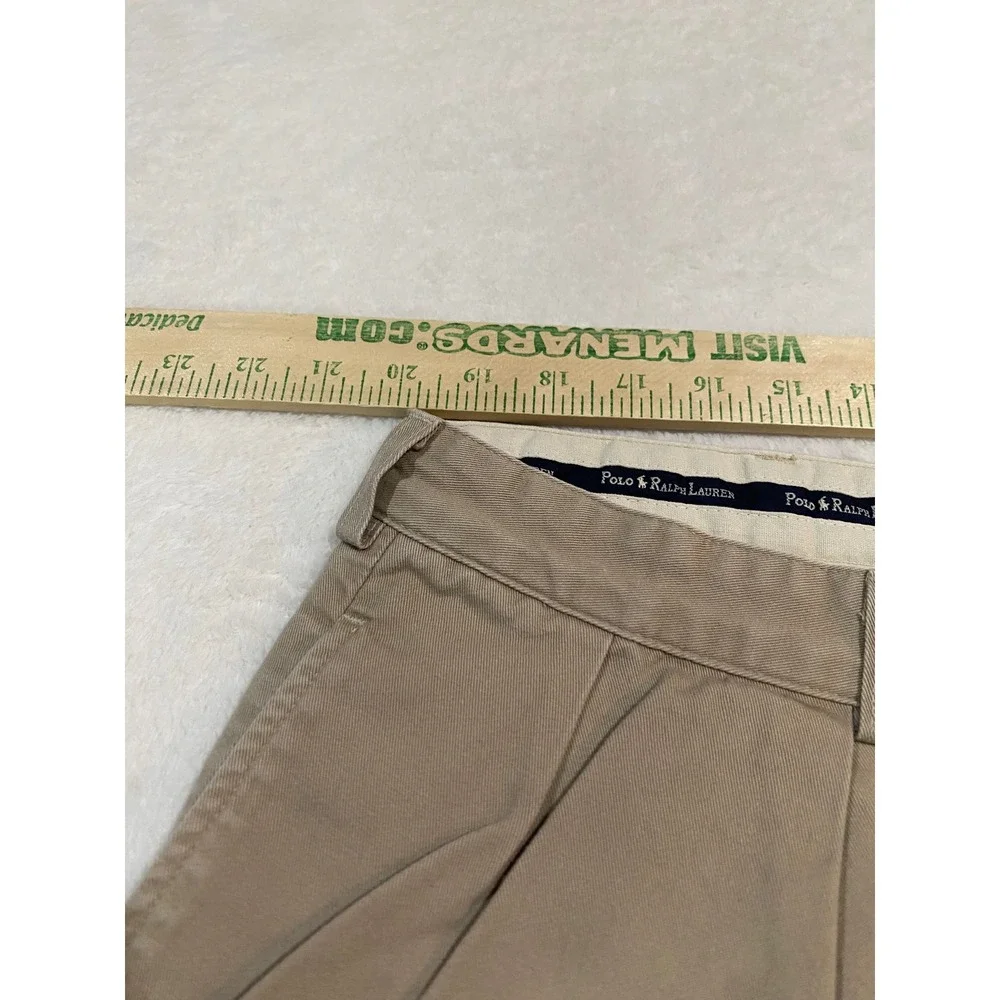 Polo Ralph Lauren Andrew Short Mens 42 Khaki Tan Pleated Chino Twill‎